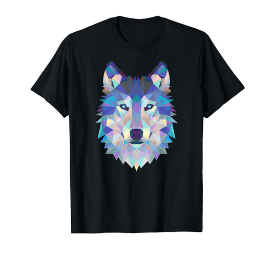 Cool Wolf Face Geometric Art Wildlife Animal Lovers T-Shirt