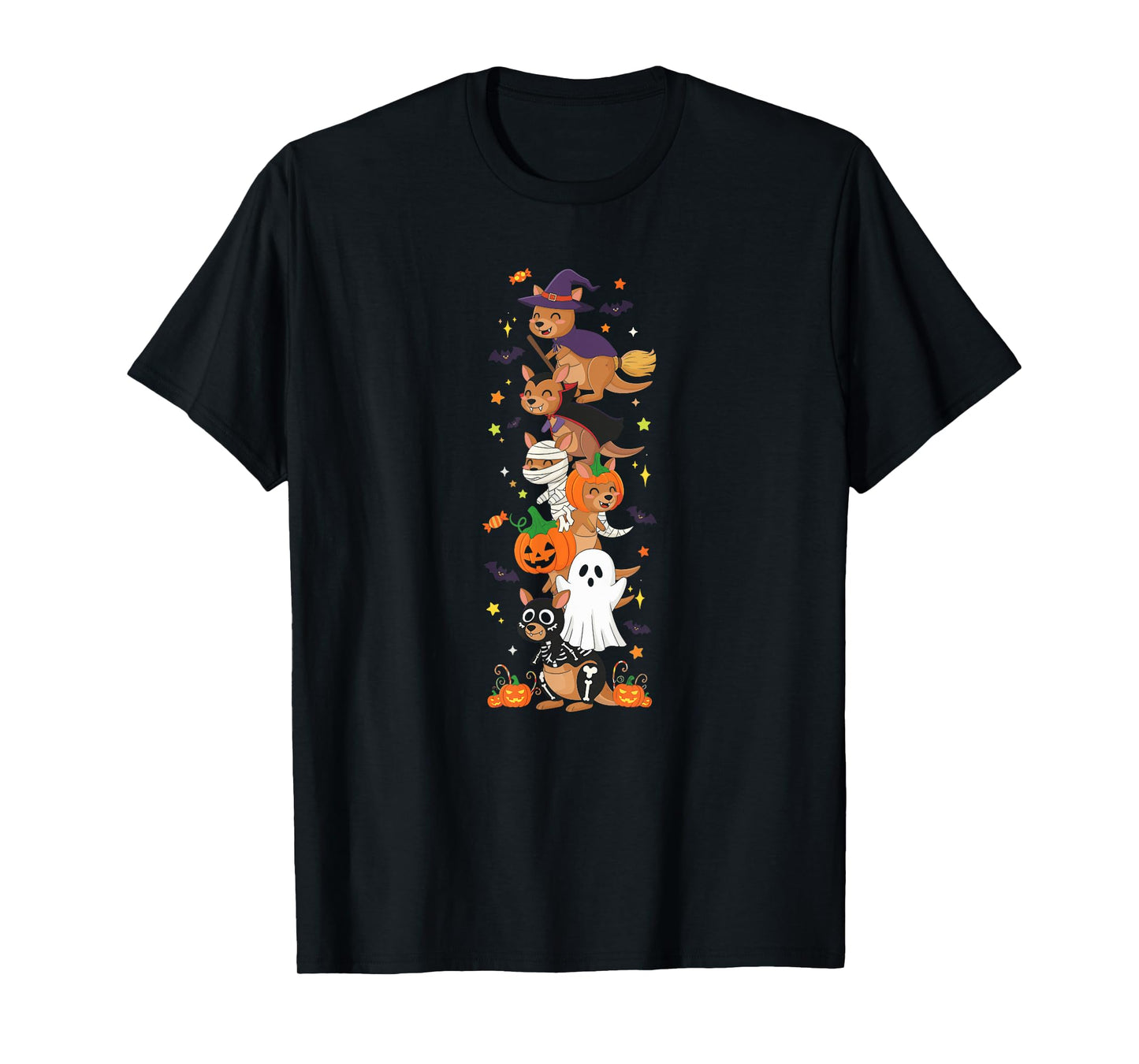 Kangaroo Witch Vampire Ghost Halloween Kids Mens Womens T-Shirt