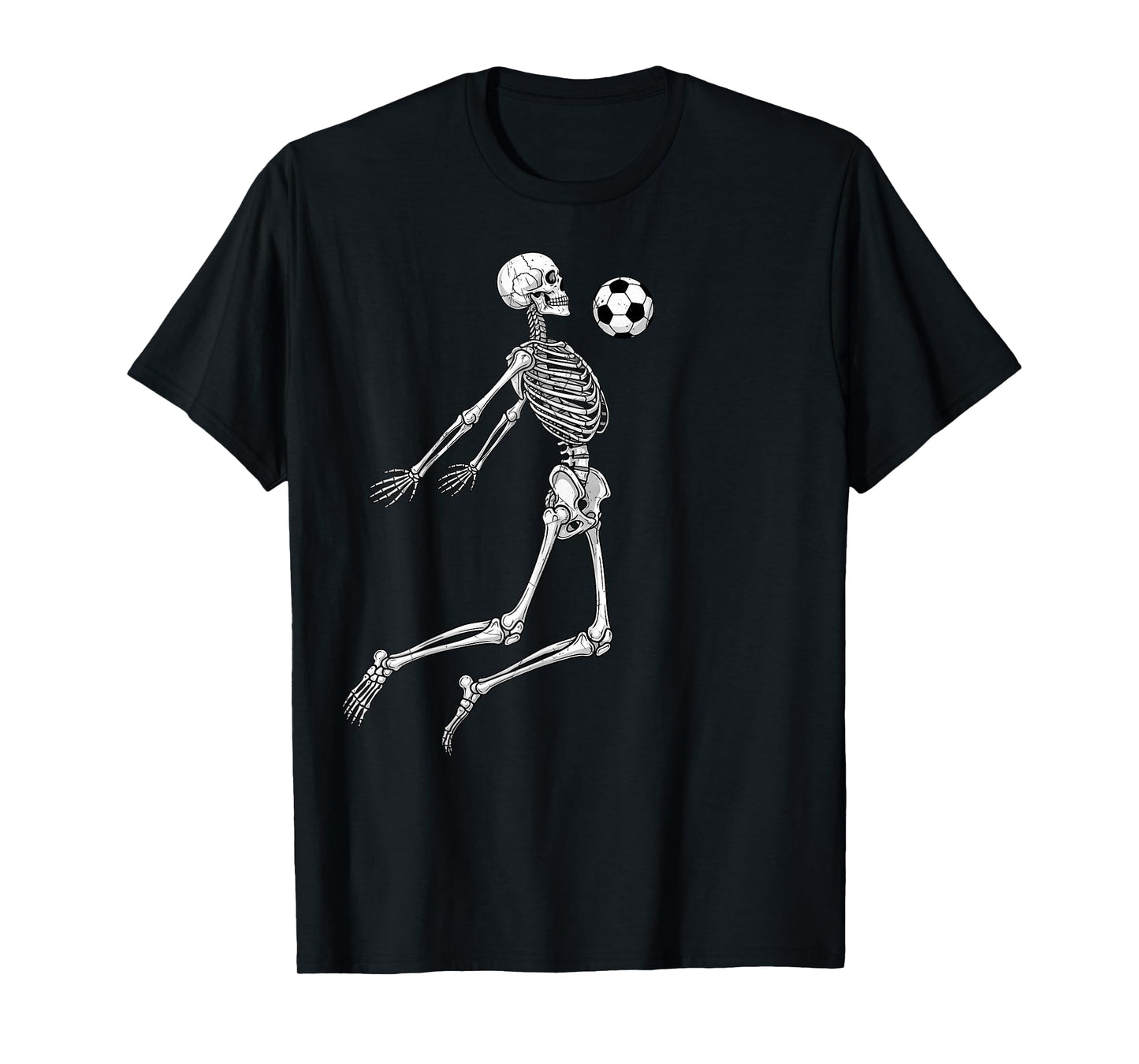 Skeleton Soccer Player Chest Ball Mid Air Sports Fan T-Shirt