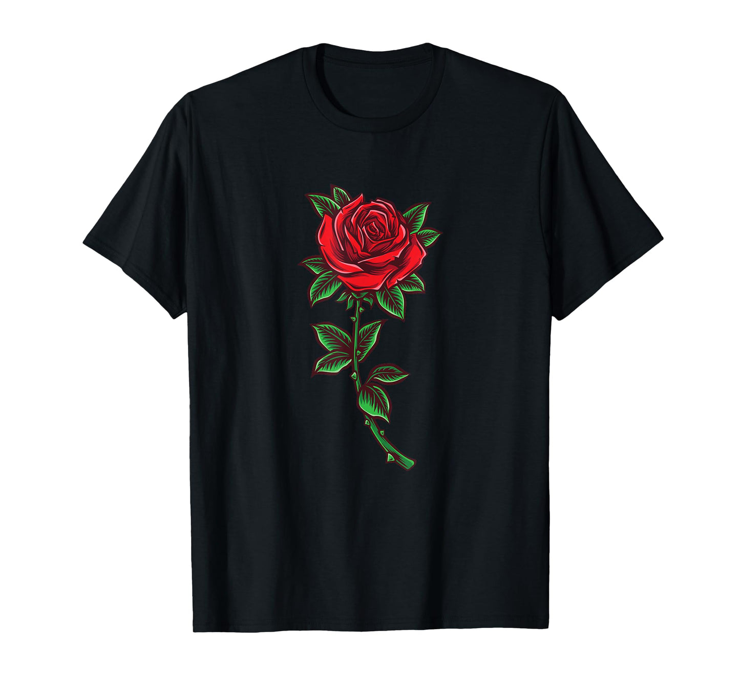 Single Red Rose Flower Romantic Love T-Shirt