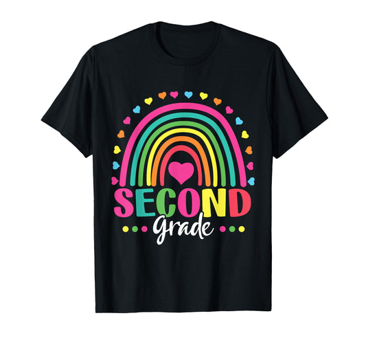 2nd Grade Rainbow Girl Boys Teacher Hello Second Grade Squad T-Shirt