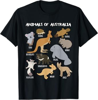 Animals Of Australia Australian Animal Educational Gift T-Shirt