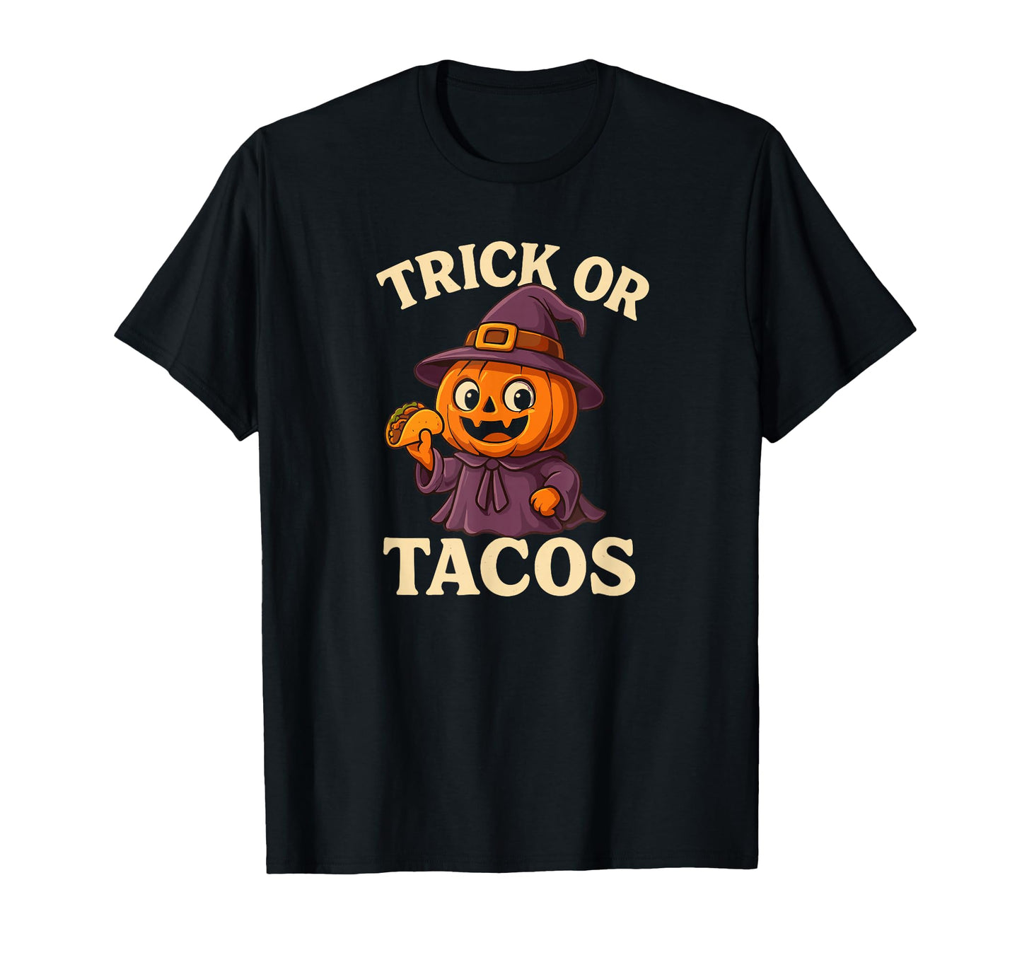 Trick Or Tacos Funny Halloween Design Men Women Girls Kids T-Shirt