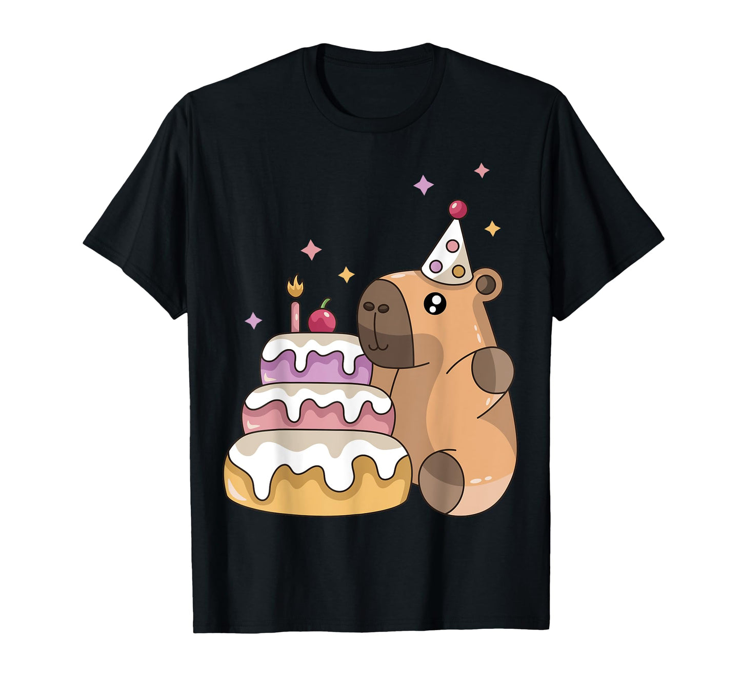 Capybara Cake Happy Birthday Animal Rodent Boy Girl Kid T-Shirt