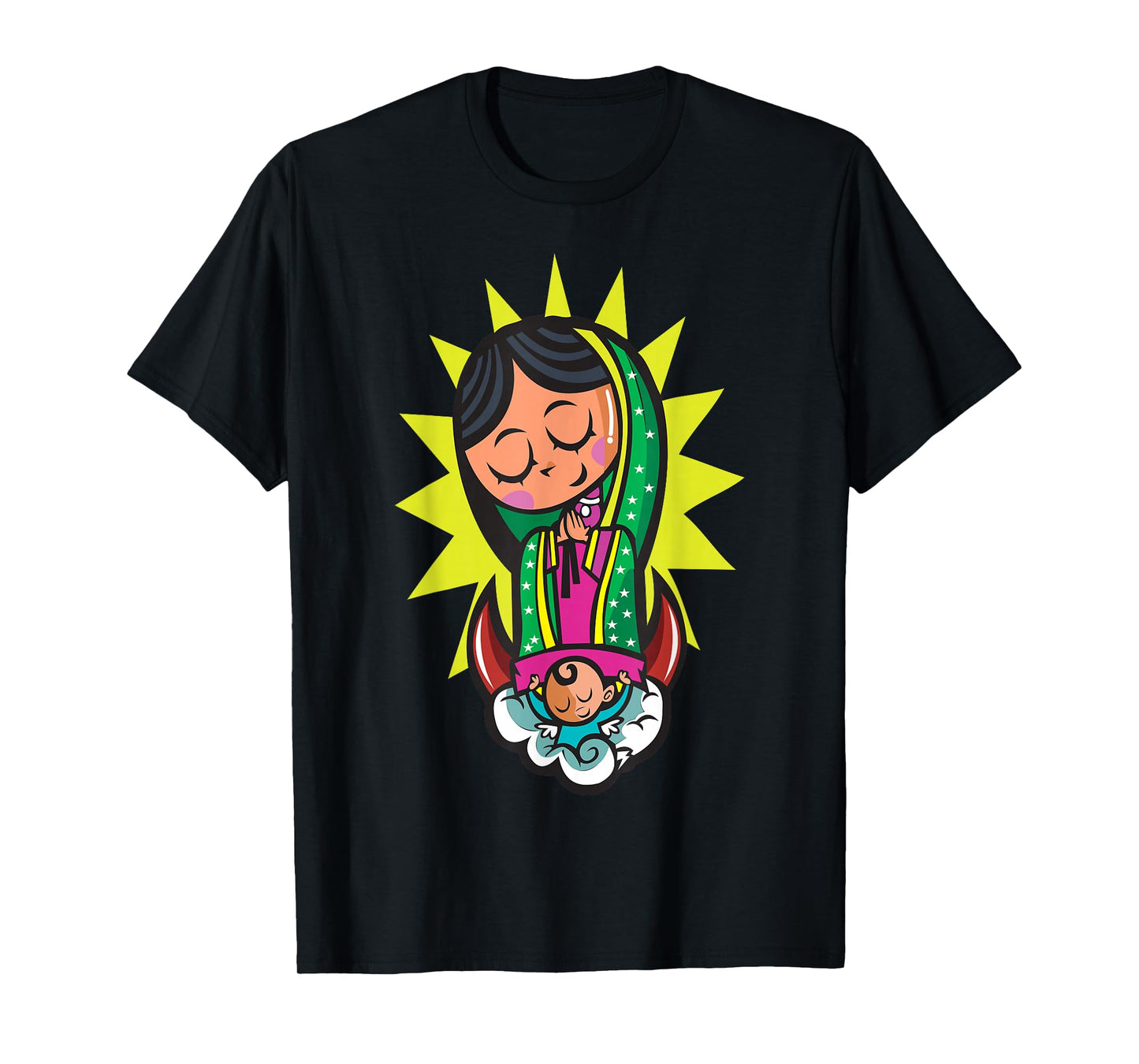 Virgen de Guadalupe Cartoon Cute Chibi Virgin Mary T-Shirt