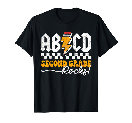 AB CD Second Grade Rocks 2nd Grader Teacher Boys Girls Kids T-Shirt