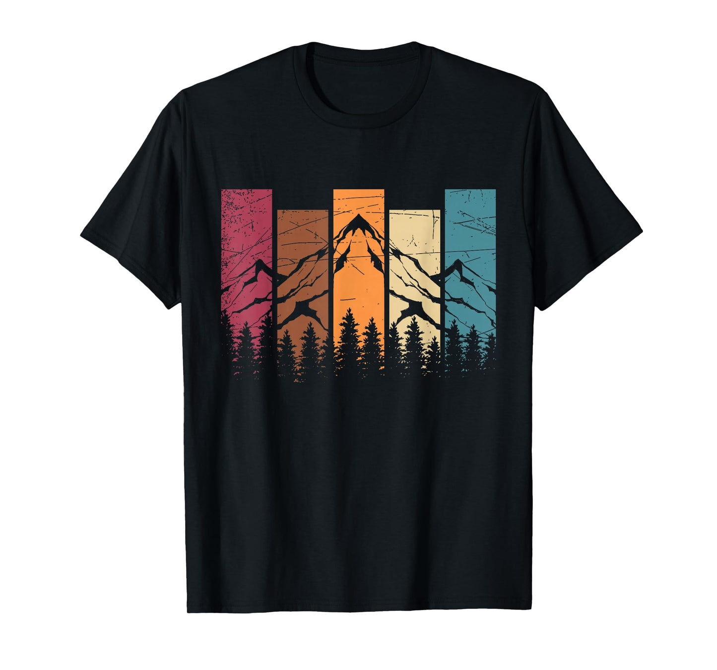 Forest Trees Nature Lovers Hikers Retro Mountains Hiking T-Shirt