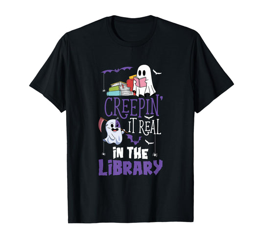 Scary Librarian Reading Teacher Book Lover Halloween Library T-Shirt