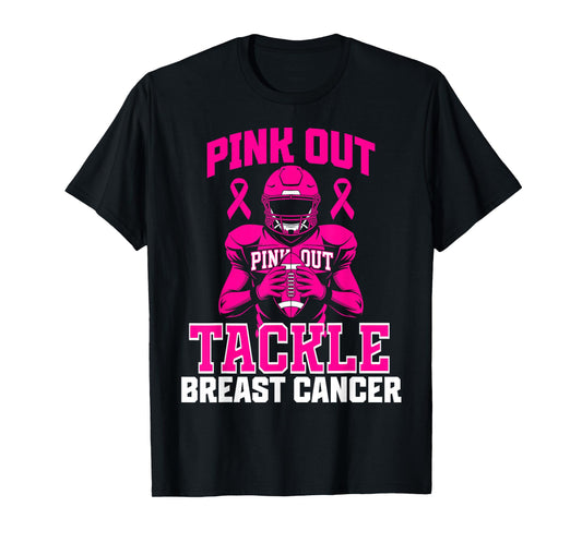 Pink Out Football Tackle Breast Cancer T-Shirt