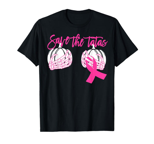 Save The Tatas Pumpkin Women Breast Cancer Awareness T-Shirt
