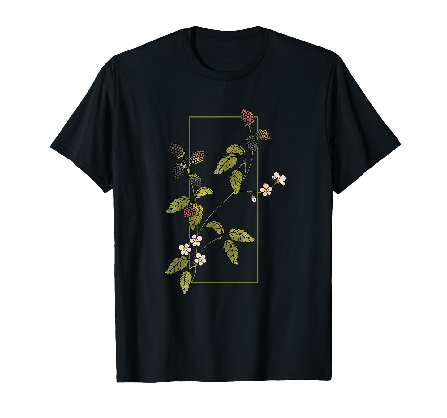 Blackberries Branch with Leaves and Blossoms T-Shirt