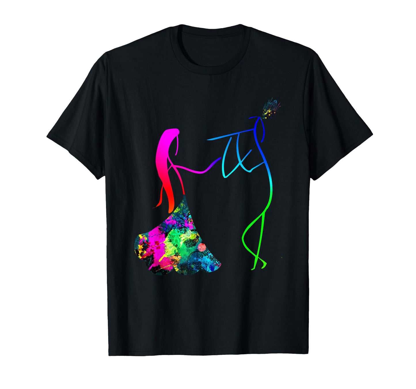 Multi Colored Radha And Krishna T Shirt. T-Shirt