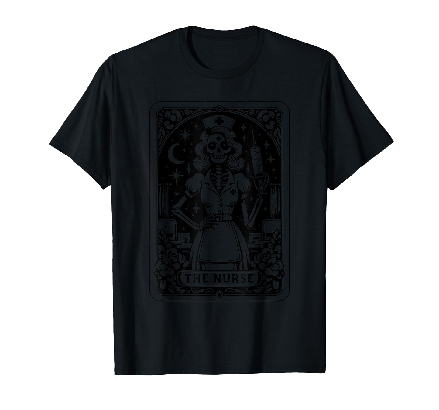 Funny Spooky Skeleton Nurse The Nurse Tarot Card Nursing T-Shirt