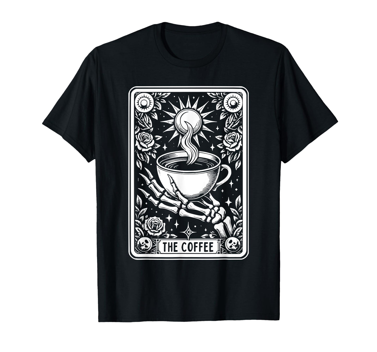 The Coffee Tarot Cards Skeleton Coffee Gifts Tarot Card T-Shirt