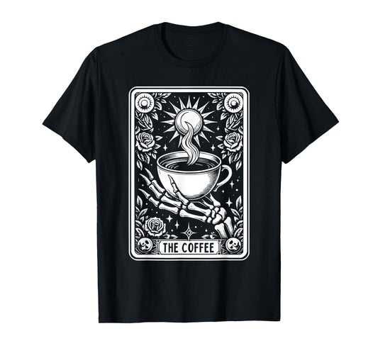 The Coffee Tarot Cards Skeleton Coffee Gifts Tarot Card T-Shirt
