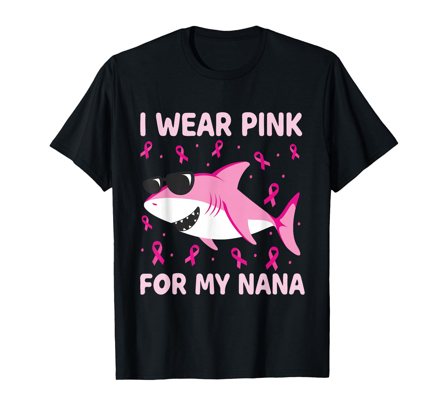 Shark I Wear Pink For My Nana Breast Cancer Kids Boy T-Shirt