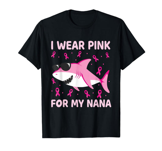 Shark I Wear Pink For My Nana Breast Cancer Kids Boy T-Shirt