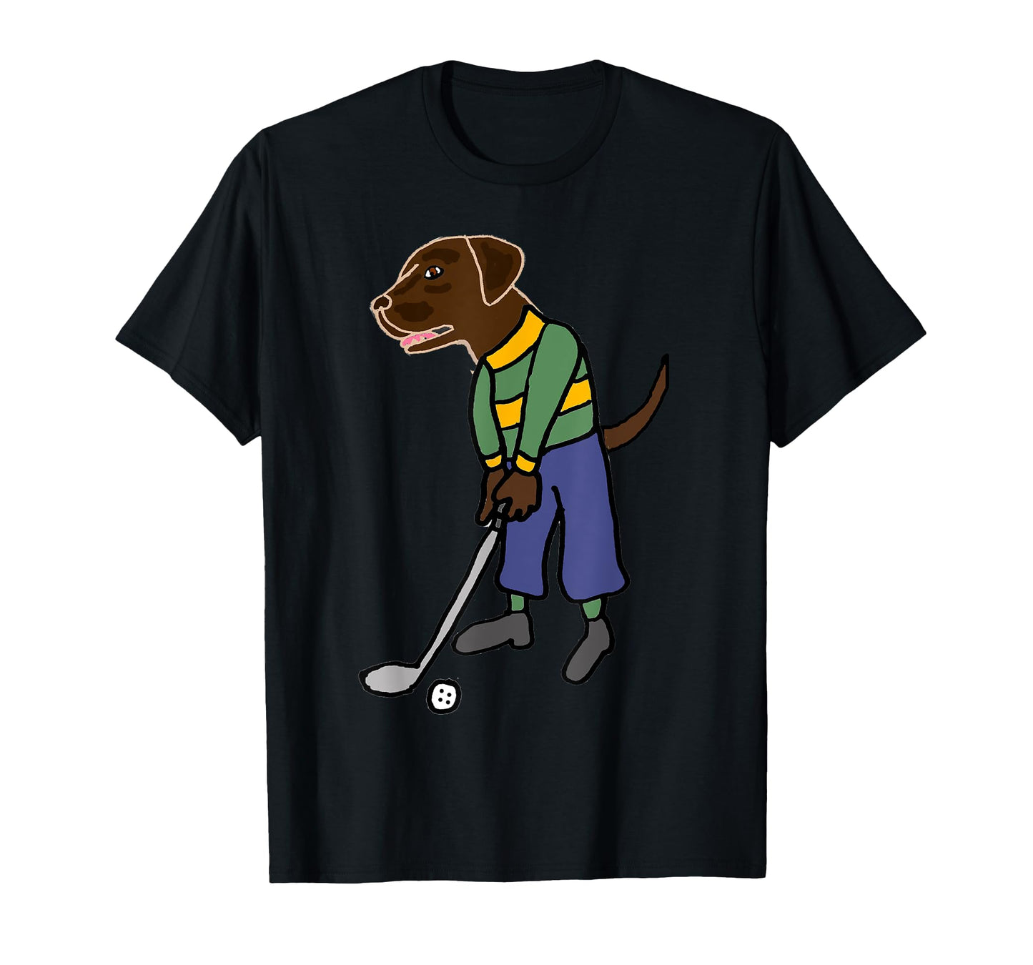 Smileteessports Funny Chocolate Lab Dog Playing Golf Sports T-Shirt for Men Women Girls Kids