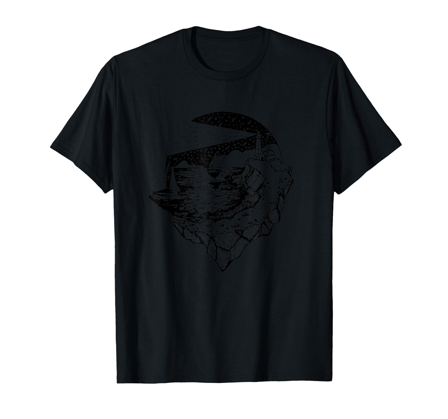 Sea, Sail and Lighthouse - Wild Nature Adventure Sailing T-Shirt