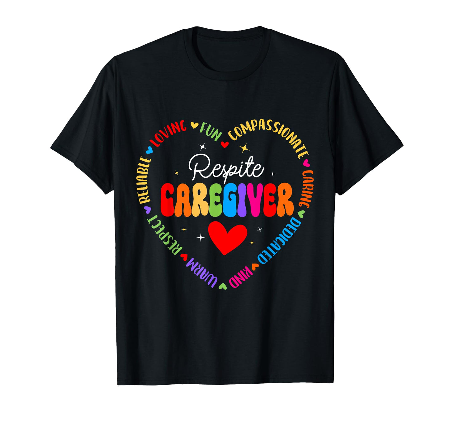 Proud Respite Caregiver Groovy Caregiver Nurse Appreciation T-Shirt