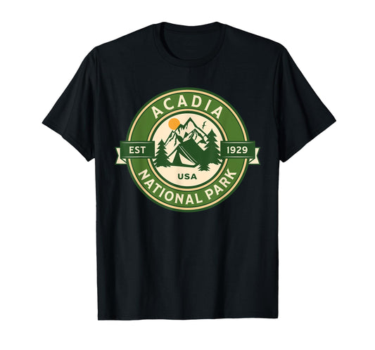 Acadia National Park Maine Hike Camp Outdoors Retro T-Shirt