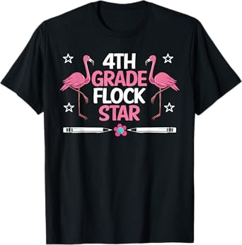 4th Grade Flock Stars Flamingo Teacher Student Kids Gifts T-Shirt