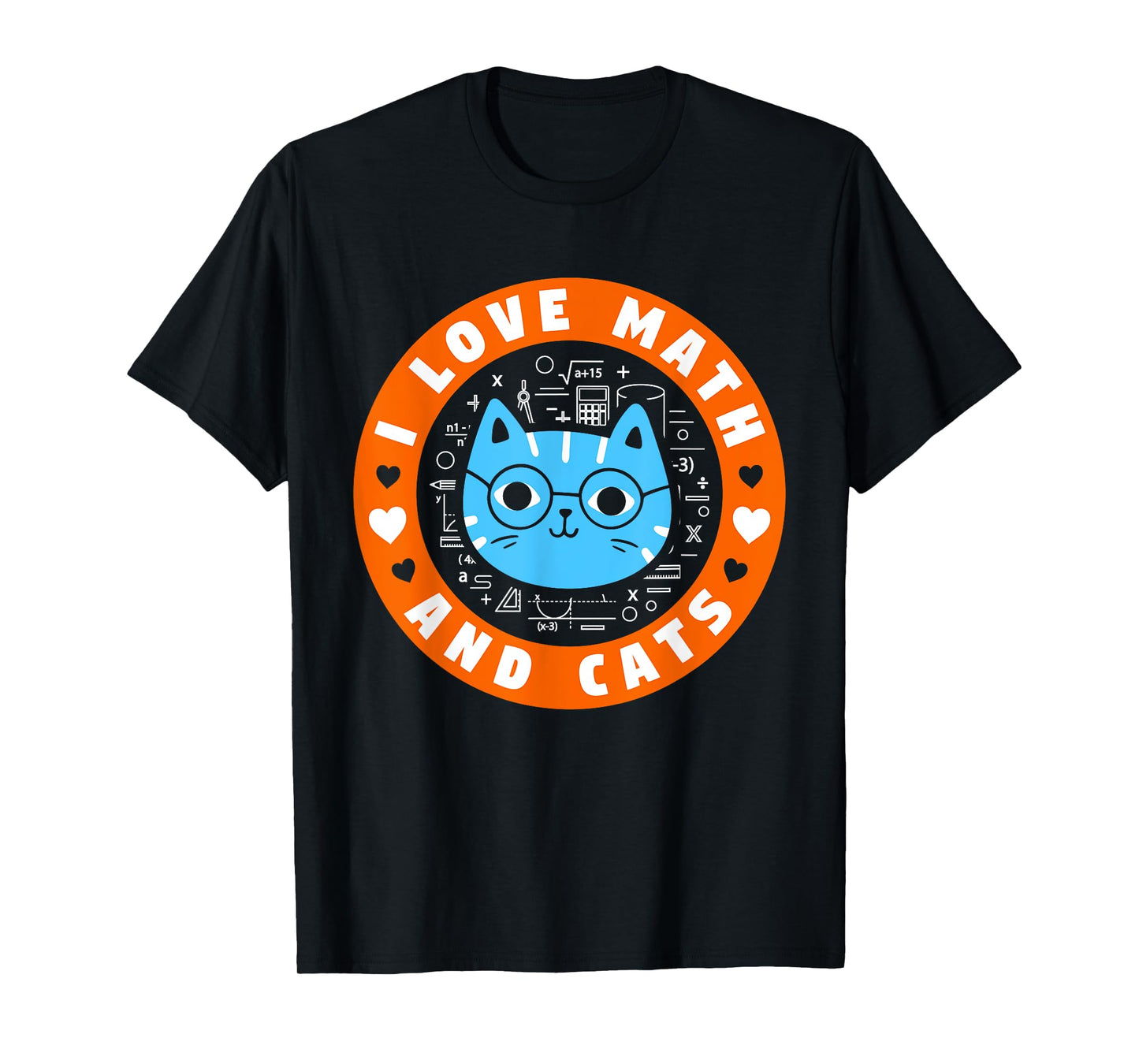 I Love Math And Cats Funny Cat Lover Math Teacher T-Shirt