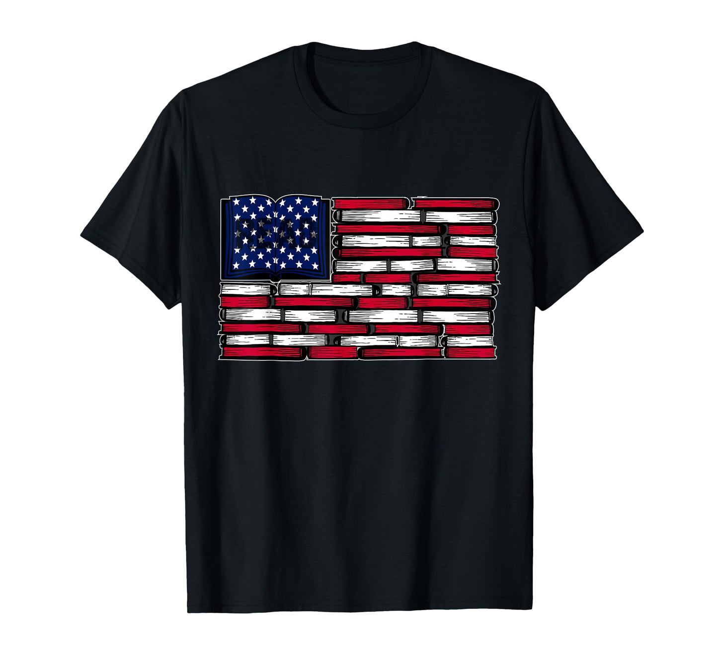 America US Flag Books Library Reading For Book Lover Reader T-Shirt