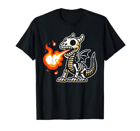 Retro Spooky Dragon Skeleton X-Ray Boys Kids T-Shirt