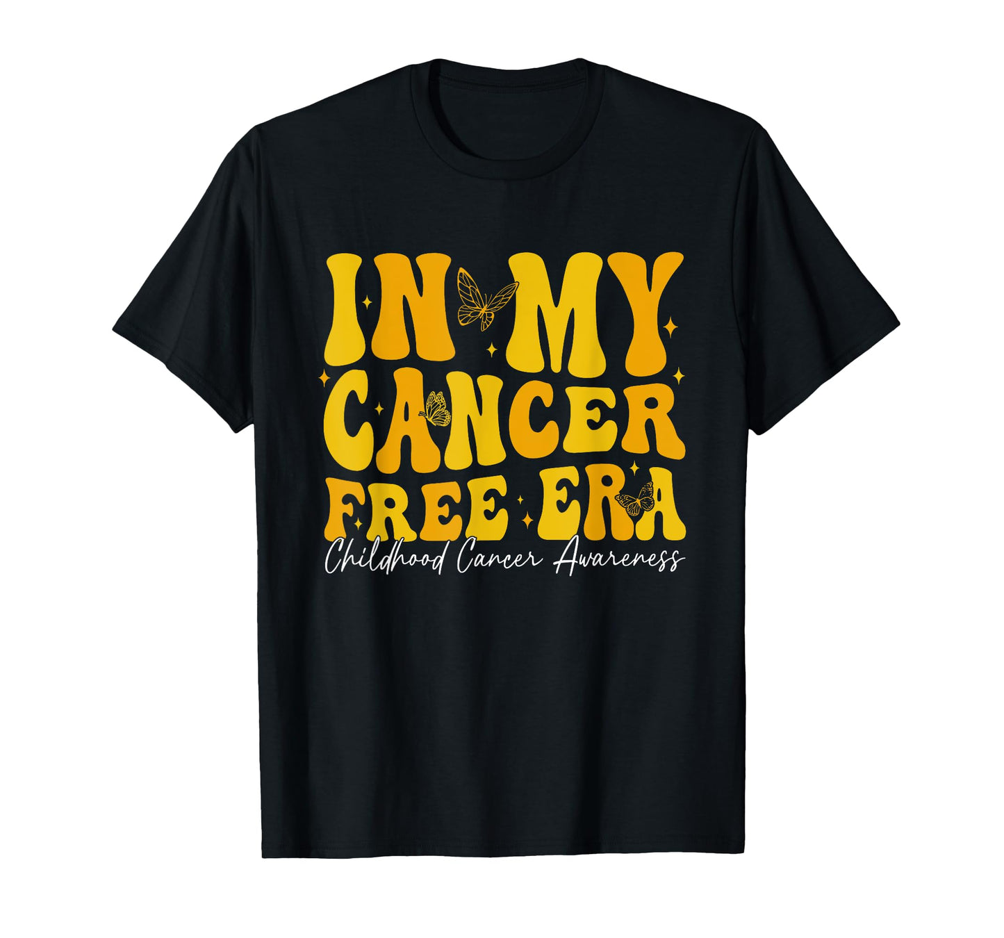 In My Cancer Free Era Childhood Cancer Awareness Gold Ribbon T-Shirt