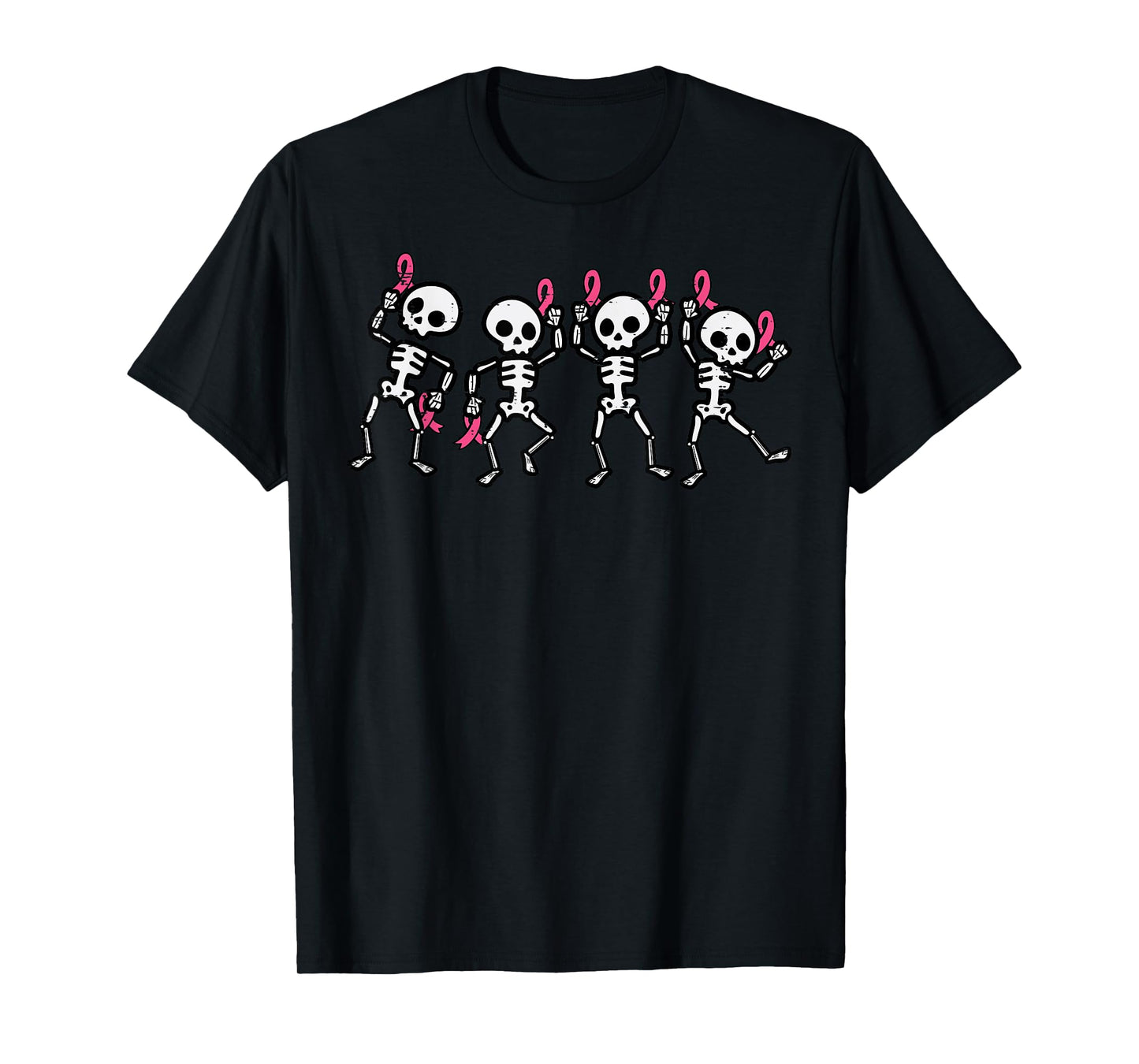 Breast Cancer Skeletons Pink Ribbon Awareness Women Kids Men T-Shirt