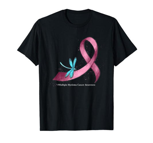Dragonfly Burgundy Ribbon Multiple Myeloma Cancer Awareness T-Shirt