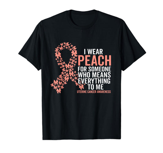 Uterine Cancer Support Squad Family Uterine Peach Ribbon T-Shirt