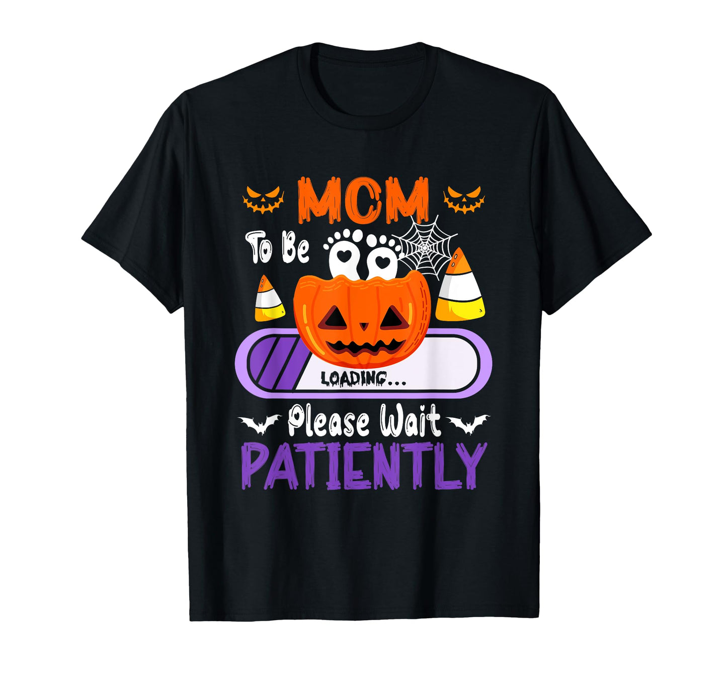 Mom Proud Loading Halloween Pumpkin Expecting New Baby T-Shirt