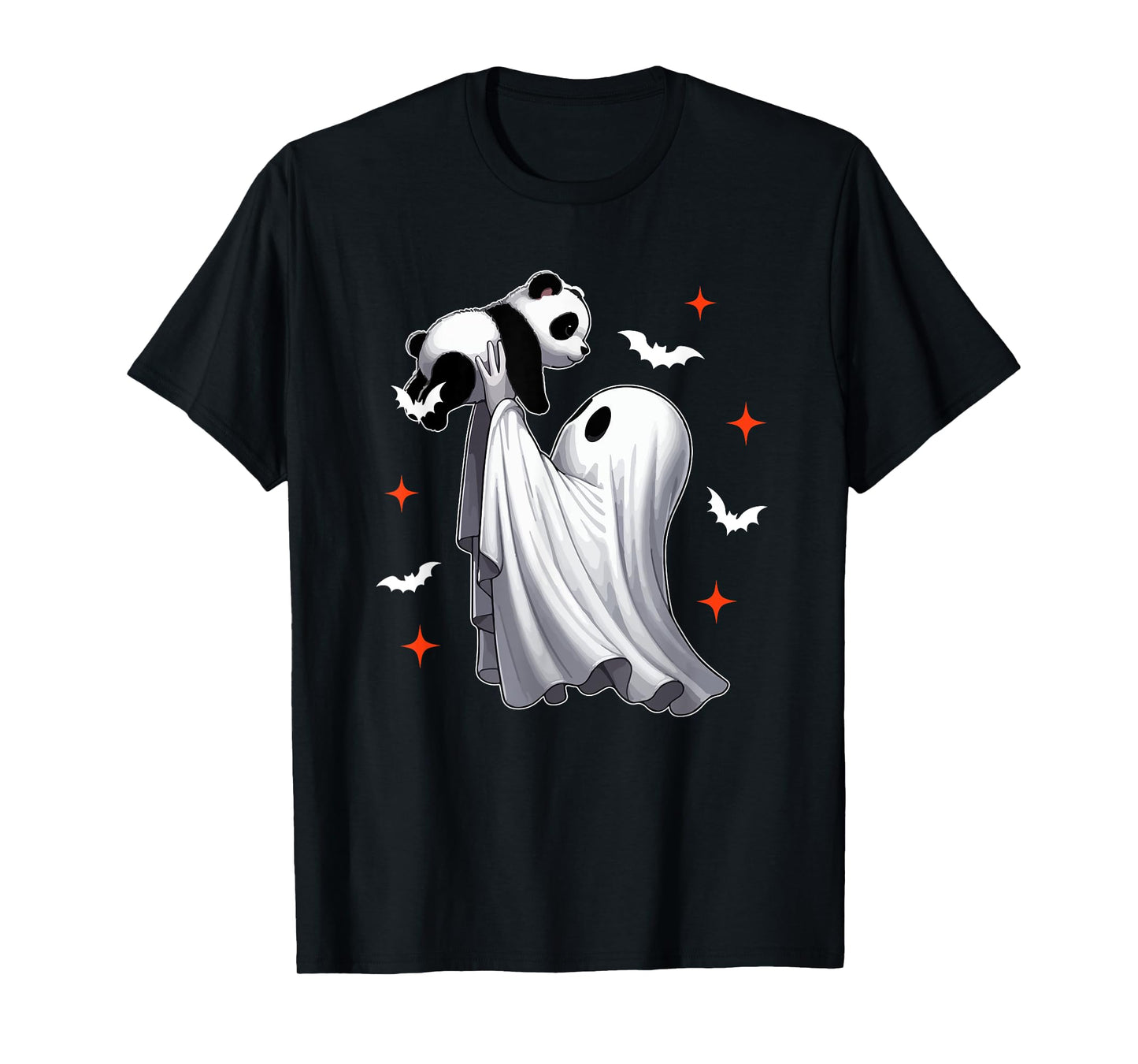 Boo Ghost Hunging Panda Halloween Animal Lover Kids Family T-Shirt