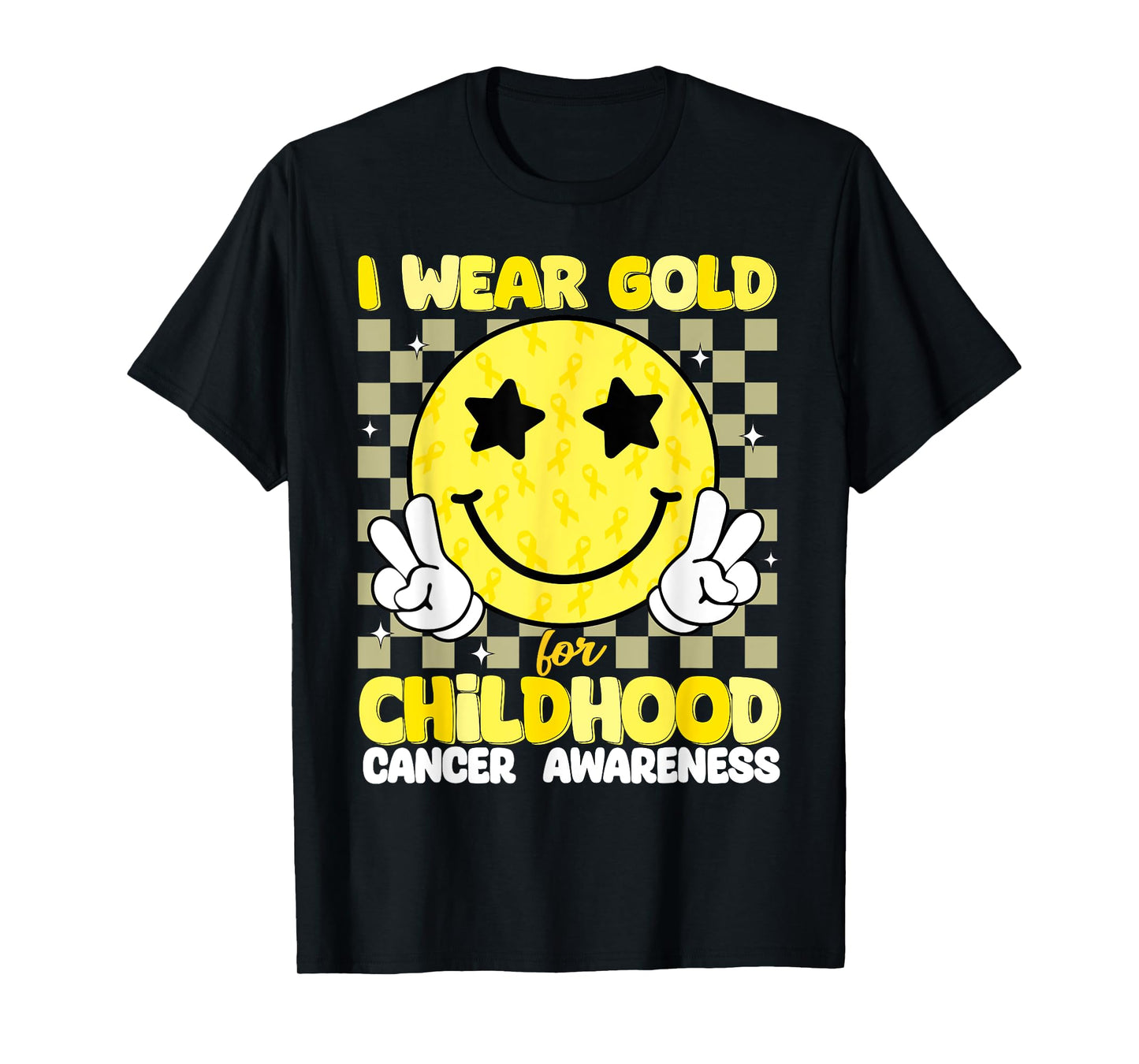 Retro I Wear Gold for Childhood Cancer Awareness Gold Ribbon T-Shirt