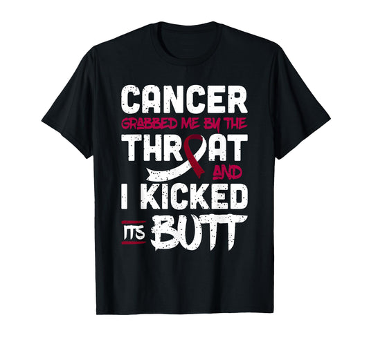 Cancer Grabbed Me By The Throat Head & Neck Cancer Awareness T-Shirt