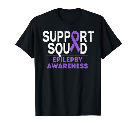 Support Squad Epilepsy Awareness Month Family Purple Ribbon T-Shirt