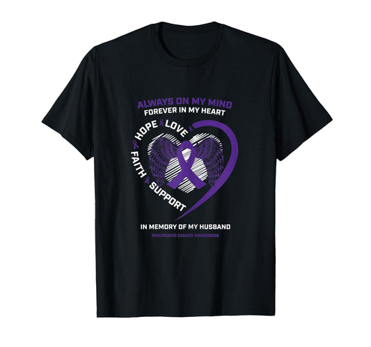 Womens Gifts Loving Memory Of Husband Pancreatic Cancer Awareness T-Shirt
