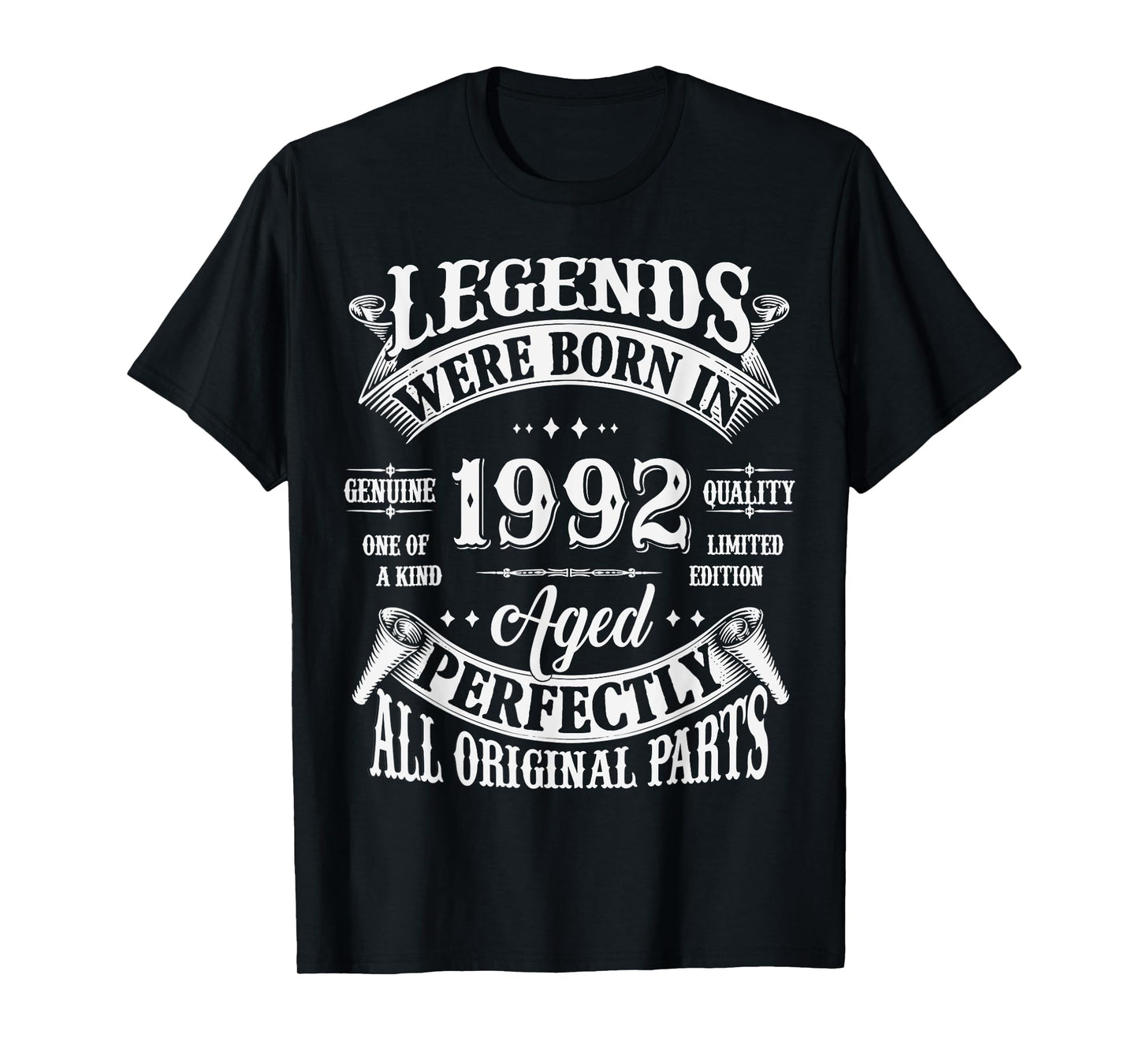 33rd Birthday Tee 33 Years Old Vintage Legends Born In 1992 T-Shirt