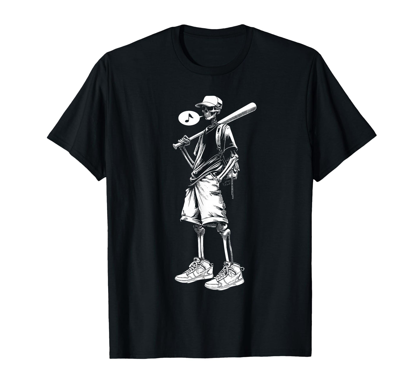 Halloween Skeleton Baseball Graphic Scary Spooky T-Shirt
