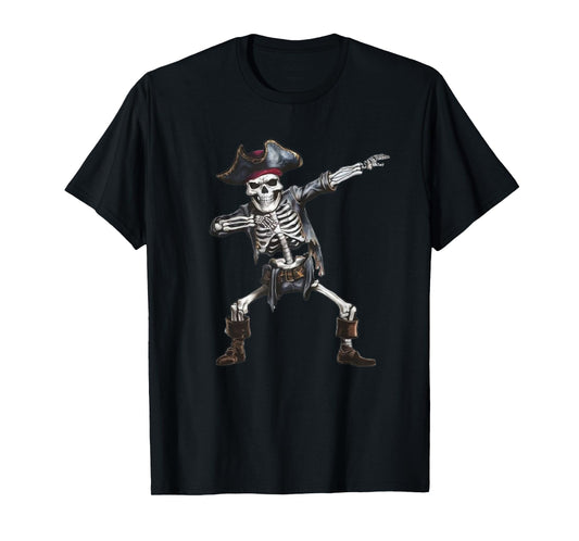 Dabbing Skeleton Pirate Halloween Kids Jolly Roger Pirate T-Shirt