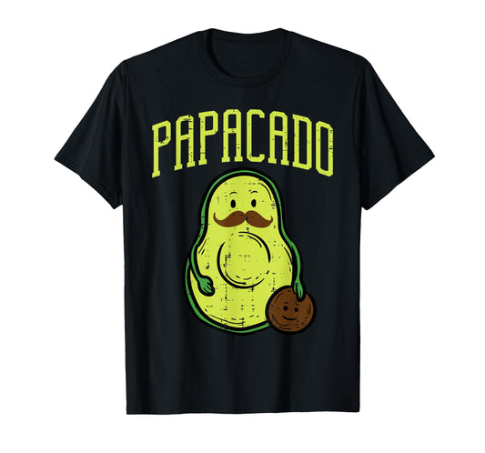 Fathers Day Papacado Papa Avocado Funny Vegan Guacamole Dad T-Shirt