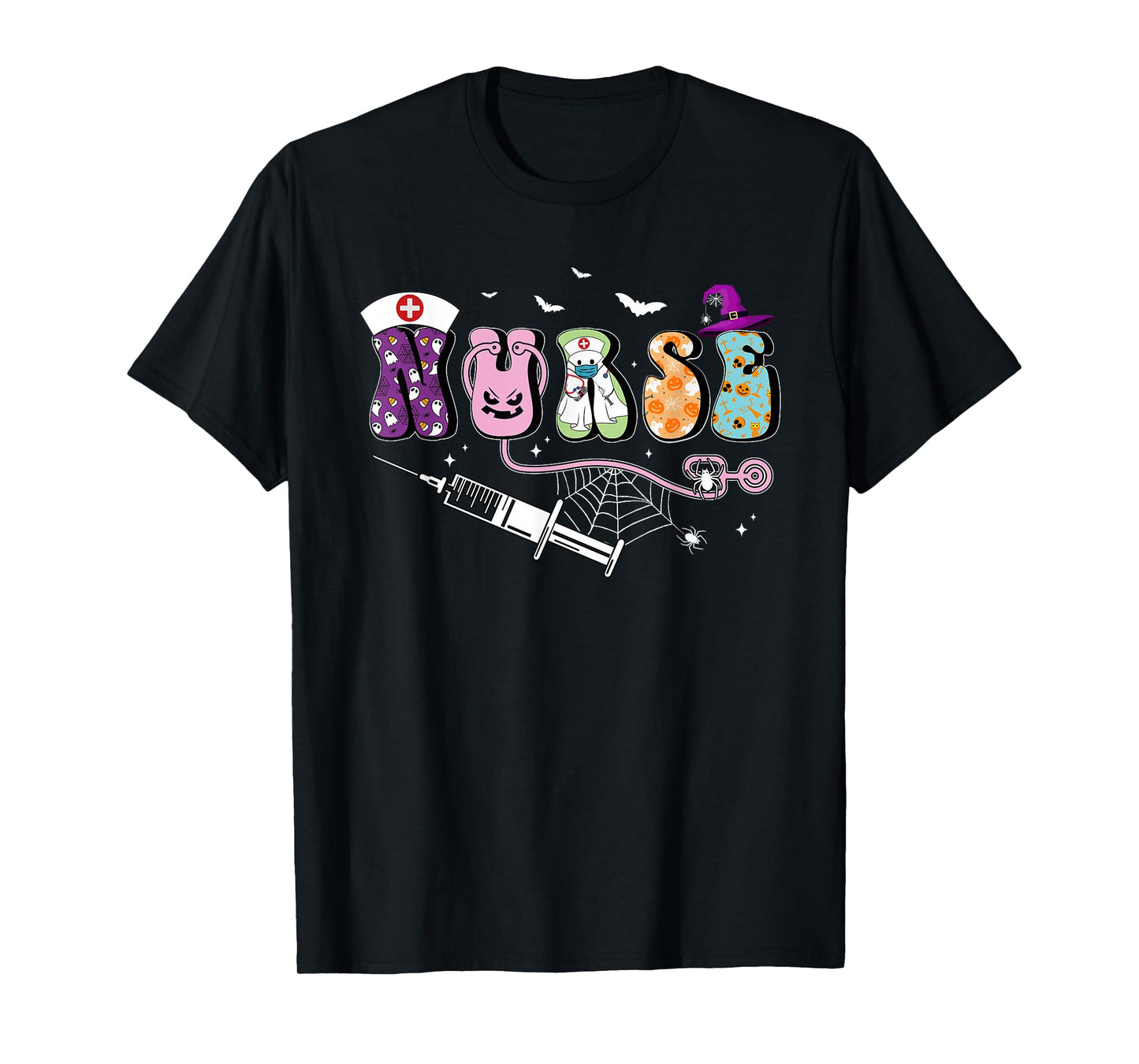 Nurse Halloween Costume Stethoscope Nurse Scrub Top Nursing T-Shirt