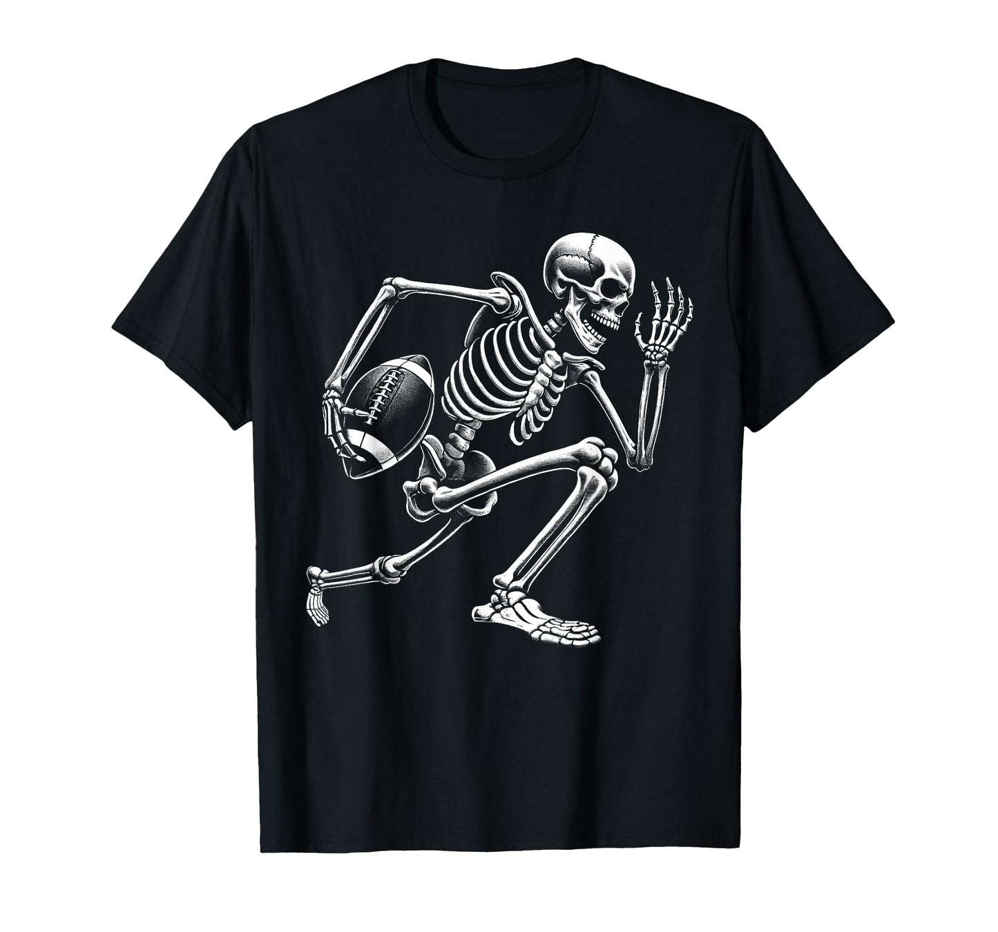 Football Skeleton Playing Football Halloween Skull Lover T-Shirt