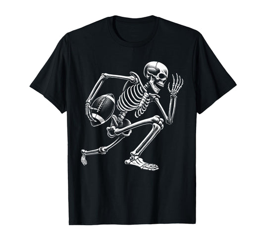 Football Skeleton Playing Football Halloween Skull Lover T-Shirt