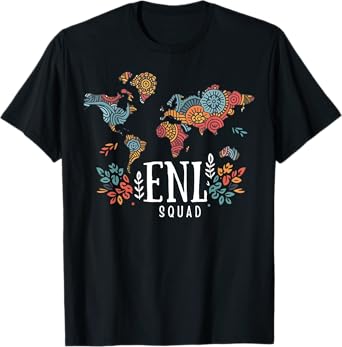 Retro Floral ENL Squad Teacher English New Language Teams T-Shirt