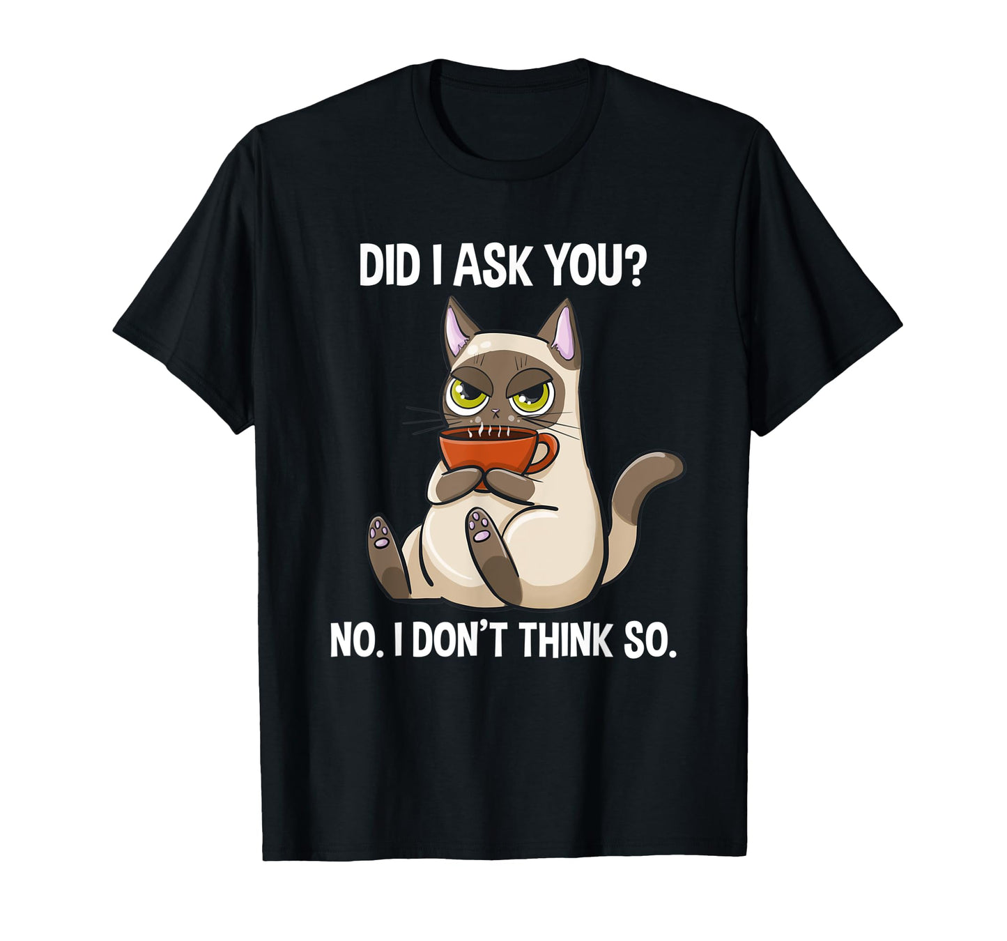 Did I Ask You No I Don't Think So Funny Sarcastic Coffee Cat T-Shirt for Men Women
