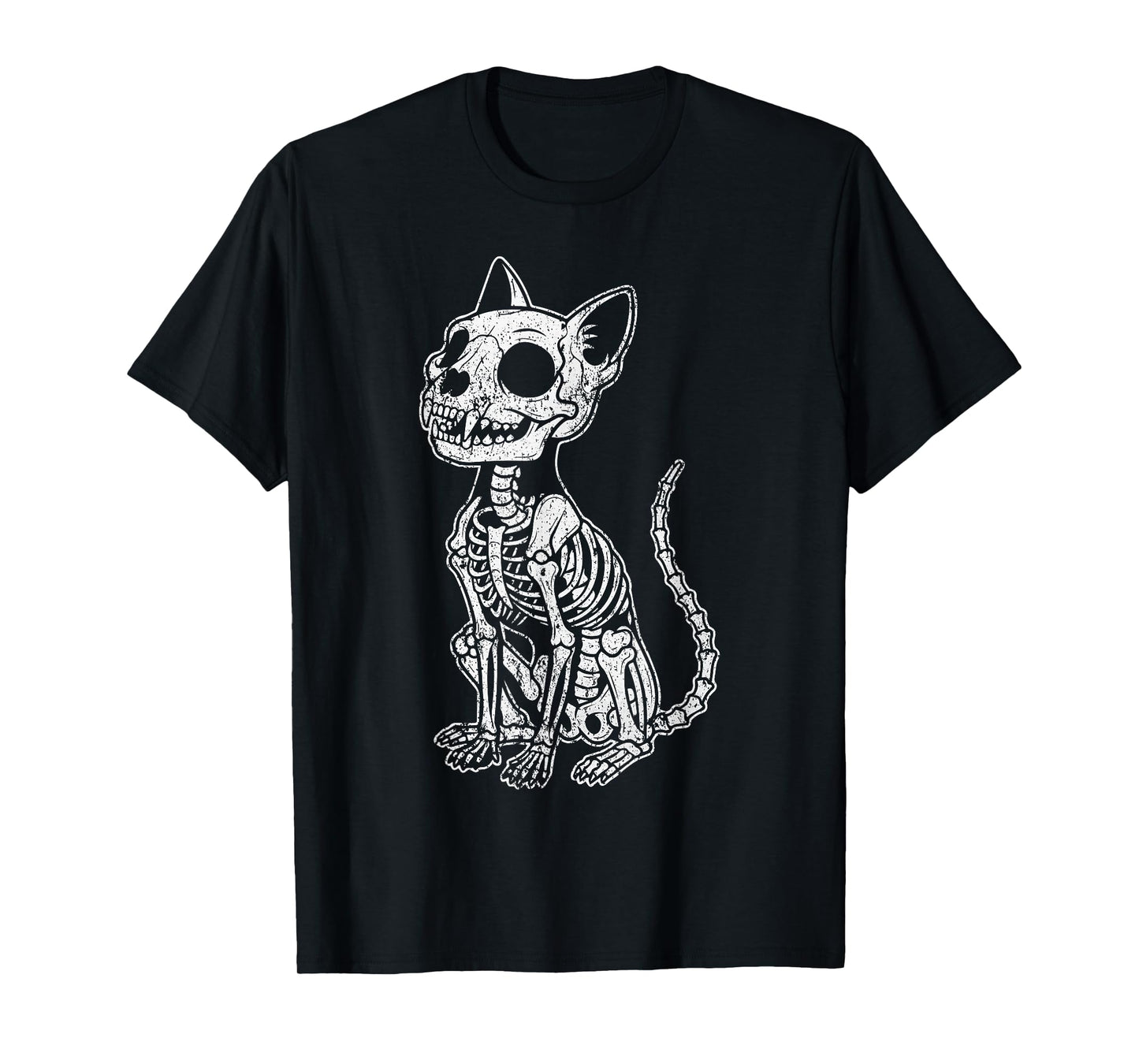 Creepy Skeleton Cat Halloween Spooky Goth Kitty Skull T-Shirt