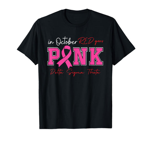 Deltas Wear Pink Breast Cancer Awareness Pink Ribbon T-Shirt